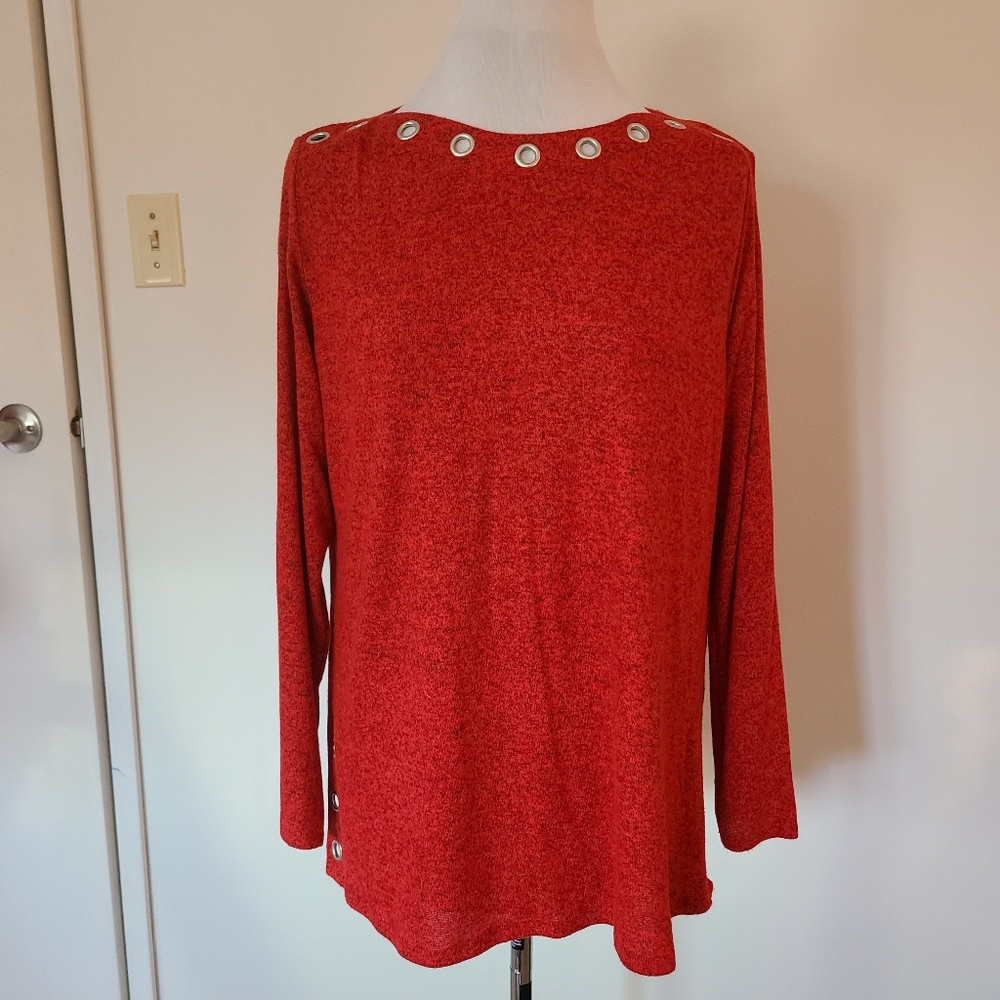 Lily Morgan Red Long Sleeve Sweater Top Large
